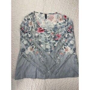 Just Fashion Now Floral Super Light Long Sleeve Blouse Size XL